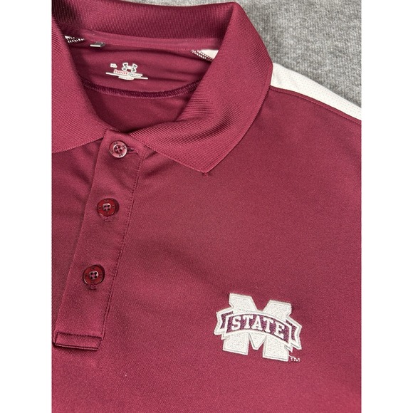 Mississippi State Bulldog Under Armour Polo Heat Gear Loose Sz XL‎ Maroon - Picture 1 of 7